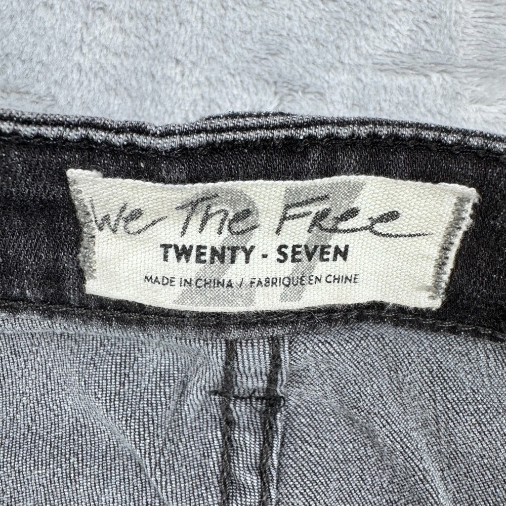 We The Free Jeans Women 27 Black Flare High Rise Button Fly Denim Boho Hippie - Picture 8 of 16